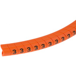 HellermannTyton Helagrip Slide On Cable Markers, Black on Orange, Pre-printed "3", 4 → 9mm Cable