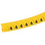 HellermannTyton Helagrip Slide On Cable Markers, Black on Yellow, Pre-printed "4", 4 → 9mm Cable