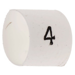 TE Connectivity Heat Shrink Cable Markers, White, Pre-printed "4", 2 → 6mm Cable