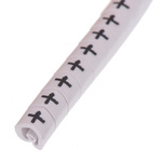 HellermannTyton Helagrip Slide On Cable Markers, Black on White, Pre-printed "+", 2 → 5mm Cable