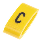 HellermannTyton Ovalgrip Slide On Cable Markers, Black on Yellow, Pre-printed "C", 2.5 → 6mm Cable