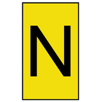 HellermannTyton Ovalgrip Slide On Cable Markers, Black on Yellow, Pre-printed "N", 2.5 → 6mm Cable
