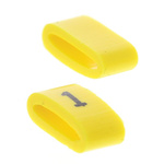 HellermannTyton Ovalgrip Slide On Cable Markers, Black on Yellow, Pre-printed "1", 2.5 → 6mm Cable