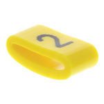 HellermannTyton Ovalgrip Slide On Cable Markers, Black on Yellow, Pre-printed "2", 2.5 → 6mm Cable