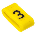 HellermannTyton Ovalgrip Slide On Cable Markers, Black on Yellow, Pre-printed "3", 2.5 → 6mm Cable