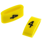 HellermannTyton Ovalgrip Slide On Cable Markers, Black on Yellow, Pre-printed "4", 2.5 → 6mm Cable