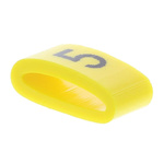 HellermannTyton Ovalgrip Slide On Cable Markers, Black on Yellow, Pre-printed "5", 2.5 → 6mm Cable