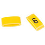 HellermannTyton Ovalgrip Slide On Cable Markers, Black on Yellow, Pre-printed "6", 2.5 → 6mm Cable