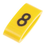 HellermannTyton Ovalgrip Slide On Cable Markers, Black on Yellow, Pre-printed "8", 2.5 → 6mm Cable