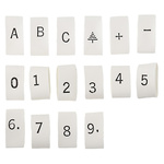 TE Connectivity TRSA Heat Shrink Cable Markers, White, Pre-printed "+, 0 → 9, A, B, C, Earth", 4 → 12mm