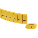 HellermannTyton HO85 Slide On Cable Markers, Black on Yellow, Pre-printed "-", 1.8 → 6.3mm Cable