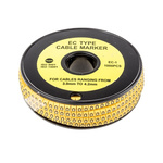 RS PRO Slide On Cable Markers, Black on Yellow, Pre-printed "0", 3 → 4.2mm Cable