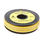 RS PRO Slide On Cable Markers, Black on Yellow, Pre-printed "A", 3 → 4.2mm Cable