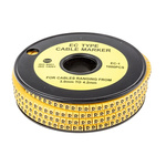RS PRO Slide On Cable Markers, Black on Yellow, Pre-printed "R", 3 → 4.2mm Cable