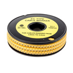 RS PRO Slide On Cable Markers, Black on Yellow, Pre-printed "V", 3 → 4.2mm Cable
