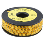 RS PRO Slide On Cable Markers, Black on Yellow, Pre-printed "4", 3.6 → 7.4mm Cable