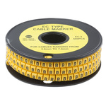 RS PRO Slide On Cable Markers, Black on Yellow, Pre-printed "B", 3.6 → 7.4mm Cable