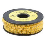 RS PRO Slide On Cable Markers, Black on Yellow, Pre-printed "G", 3.6 → 7.4mm Cable