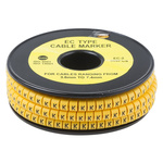 RS PRO Slide On Cable Markers, Black on Yellow, Pre-printed "K", 3.6 → 7.4mm Cable