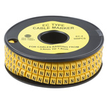 RS PRO Slide On Cable Markers, Black on Yellow, Pre-printed "N", 3.6 → 7.4mm Cable