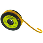 RS PRO Slide On Cable Markers, Black on Yellow, Pre-printed "O", 3.6 → 7.4mm Cable