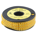 RS PRO Slide On Cable Markers, Black on Yellow, Pre-printed "P", 3.6 → 7.4mm Cable