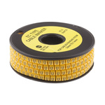 RS PRO Slide On Cable Markers, Black on Yellow, Pre-printed "U", 3.6 → 7.4mm Cable