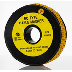 RS PRO Slide On Cable Markers, Black on Yellow, Pre-printed "Y", 3.6 → 7.4mm Cable