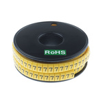 RS PRO Slide On Cable Markers, Black on Yellow, Pre-printed "7", 3.5 → 7mm Cable