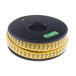 RS PRO Slide On Cable Markers, Black on Yellow, Pre-printed "9", 3.5 → 7mm Cable