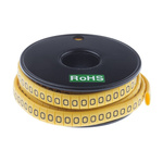 RS PRO Slide On Cable Markers, Black on Yellow, Pre-printed "O", 3.5 → 7mm Cable
