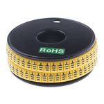 RS PRO Slide On Cable Markers, Black on Yellow, Pre-printed "Earth", 3.5 → 7mm Cable