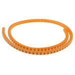 RS PRO Snap On Cable Markers, Black on Orange, Pre-printed "0", 3 → 3.4mm Cable