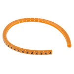 RS PRO Snap On Cable Markers, Black on Orange, Pre-printed "4", 3 → 3.4mm Cable