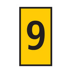 HellermannTyton WIC Snap On Clip On Cable Marker, Yellow, Pre-printed "9", 2 → 2.8mm Cable