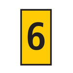 HellermannTyton WIC Snap On Clip On Cable Marker, Yellow, Pre-printed "6", 4.3 → 5.3mm Cable
