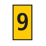HellermannTyton WIC Snap On Clip On Cable Marker, Yellow, Pre-printed "9", 4.3 → 5.3mm Cable