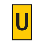 HellermannTyton WIC Snap On Clip On Cable Marker, Yellow, Pre-printed "U", 4.3 → 5.3mm Cable