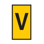 HellermannTyton WIC Snap On Clip On Cable Marker, Yellow, Pre-printed "V", 4.3 → 5.3mm Cable