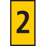 HellermannTyton HODS50 Slide On Cable Marker, Black on Yellow, Pre-printed "2", 1.7 → 3.6mm Cable