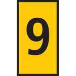 HellermannTyton HODS50 Slide On Cable Marker, Black on Yellow, Pre-printed "9", 1.7 → 3.6mm Cable