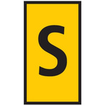HellermannTyton HODS50 Slide On Cable Marker, Black on Yellow, Pre-printed "S", 1.7 → 3.6mm Cable