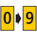HellermannTyton WIC0 Cable Markers, Yellow, Pre-printed "0 → 9", 0.8 → 2.2mm Cable