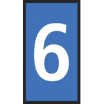 HellermannTyton WIC0 Cable Markers, Blue, Pre-printed "6", 2 → 2.8mm Cable