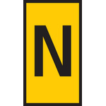 HellermannTyton WIC1 Cable Markers, Yellow, Pre-printed "N", 2 → 2.8mm Cable