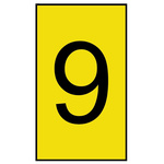 HellermannTyton Ovalgrip Slide On Cable Markers, Black on Yellow, Pre-printed "9", 1.7 → 3.6mm Cable