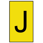 HellermannTyton Ovalgrip Slide On Cable Markers, Black on Yellow, Pre-printed "J", 1.7 → 3.6mm Cable