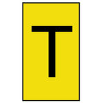 HellermannTyton Ovalgrip Slide On Cable Markers, Black on Yellow, Pre-printed "T", 2.5 → 6mm Cable