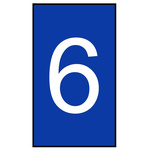 HellermannTyton Ovalgrip Slide On Cable Markers, White on Blue, Pre-printed "6", 1.8 → 6.3mm Cable