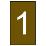 HellermannTyton Ovalgrip Slide On Cable Markers, White on Brown, Pre-printed "1", 1.8 → 3.6mm Cable